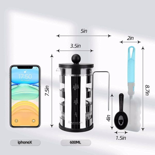 True Origin Roast Stainless Steel French Press — 600ml