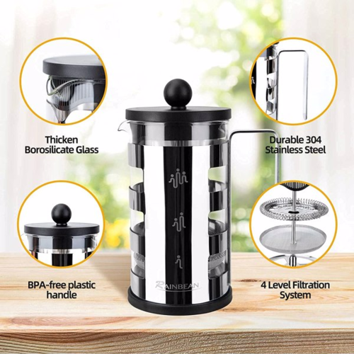 True Origin Roast Stainless Steel French Press — 600ml