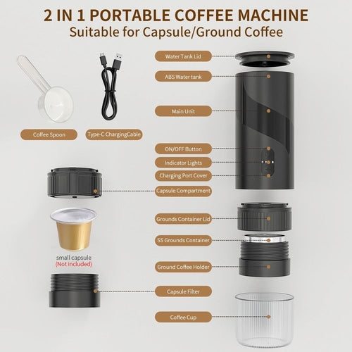 True Origin Roast Portable Electric Espresso Machine — Travel & Car
